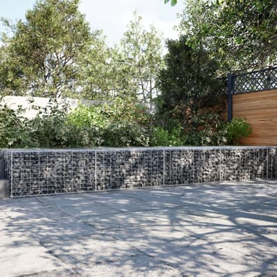 Gabion mand - Stenen mand - Tuinmuur bouwen - Met hoes - 400x100x50 cm - Zilver