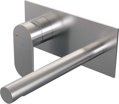 Brauer Brushed Edition inbouw wastafelmengkraan met rechte uitloop en afdekplaat model C2 RVS geborsteld PVD