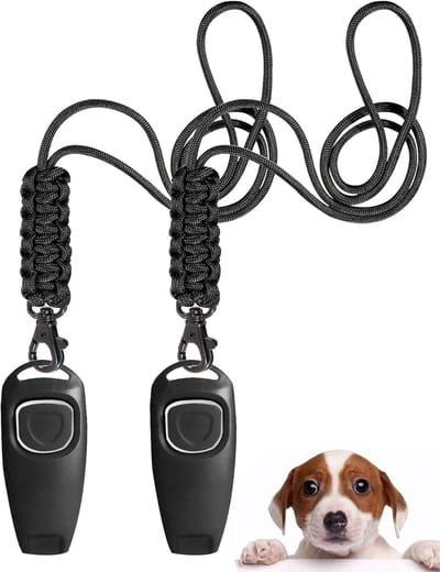 Hondenfluitje voor terugroeping training-Hoge Frequentie, 2-In-1 Ontwerp, Terugroephonden, Kan Door Menselijke Oren Worden Gehoord (zwart+zwart)