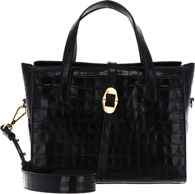 COCCINELLE Leren Handtas Schoudertas Coccinelle Cosima Croco Handbag Noir / Noir Zwart