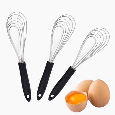 GELLDG 3 Stuks Slagroomklopper - Multifunctioneel - Keukenklopper - Handmatig - Platte Klopper - Roestvrijstaal -Geschikt voor Keuken - 27x6cm