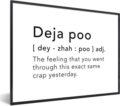 Fotolijst incl. Poster - Spreuken - Quotes - The feeling that you went through this exact same crap yesterday - Woordenboek - 40x30 cm - Posterlijst