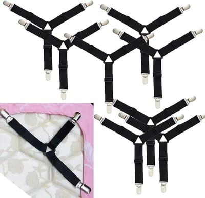 Verstelbare Spanningssystemen voor Hoeslakens, 8 Stuks, Bedspanner, Hoeslaken Straps, Bedlinnen Bevestiging, Ideaal voor Fitted Sheets en Dekbedovertrekken