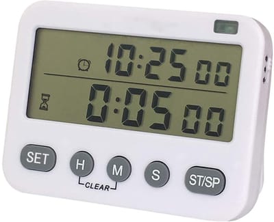 longziming -Digitale Keukentimer met Magneet – Grote Display, Directe Tijdinvoer, Luide Alarmfunctie, Aftellen & Op-tellen, Magnetische Achterkant en Clip – Wit