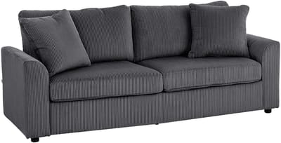 Homcom 3-zitsbank-Polyester, staal-212L x 80B x 88H cm-Donkergrijs
