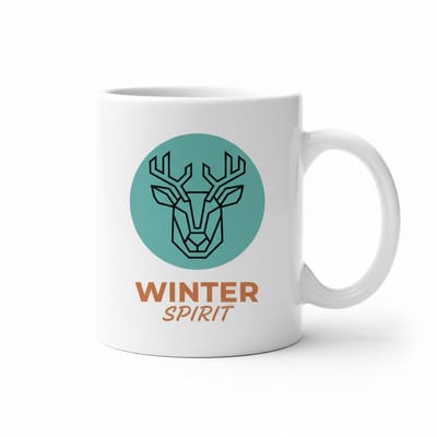 Winter Spirit Hert Mok 330 ml – Minimalistisch Geometrisch Rendier Ontwerp – Perfect Winter- en Kerstcadeau