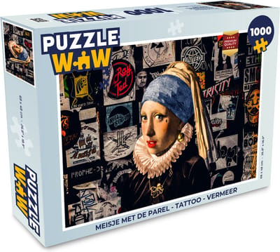 Puzzel Meisje met de parel - Tattoo - Vermeer - Legpuzzel - Puzzel 1000 stukjes volwassenen