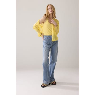 Summum Woman Short Cardigan Refined Viscose Blend Knit Yellow Maat: M | Lichte Jassen Outlet | Dames | Geel