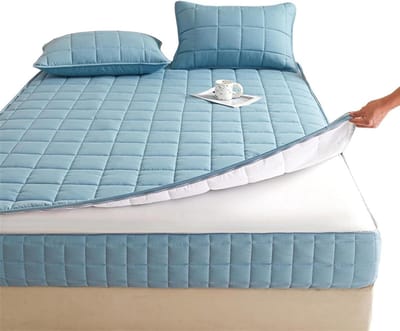 Matrashoes met Rits - Matrasbeschermer Hoeslaken - Matras Beschermen - Volledige 6-zijdige Bescherming - 90x200x15cm - Grijsblauw