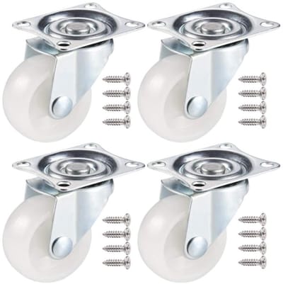 Dailygoods- Rubber Wielen 50 kg - Zwenkwielen - Meubelwieltjes - Meubelwielen M8 - Set van 4 - Hoogte 50 mm