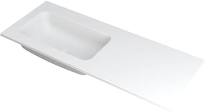 INK Faktor Wastafel Polystone Links Zonder Kraangat - 1200x450x15 mm - Mat Wit