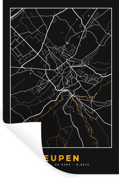Muurstickers - Sticker Folie - Stadskaart - Eupen - Plattegrond - Kaart - Goud - 20x30 cm - Plakfolie - Muurstickers Kinderkamer - Zelfklevend Behang - Zelfklevend behangpapier - Stickerfolie