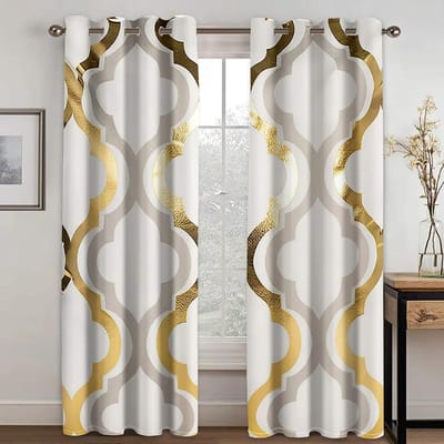 2 Panelen Luxe Zwart Goud Gordijnen Abstracte Geometrische Gordijnen voor Slaapkamer Woonkamer Keuken Vloer Raambekleding Gordijnen 2x50Wx50H(CM)&Hook