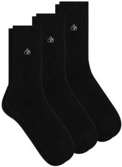 Scotch & Soda Non Terry Casual Crew Heren Sokken 3-pack - Zwart