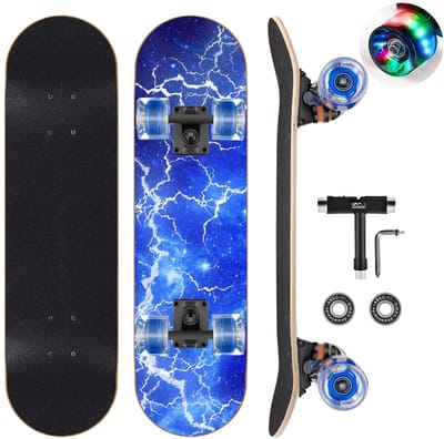Dailygoods- Skateboard 9-laags Canadese esdoorn - Antishock wielen - Aluminium trucks - Compleet skateboard - 31" x 8" - Geschikt voor beginners