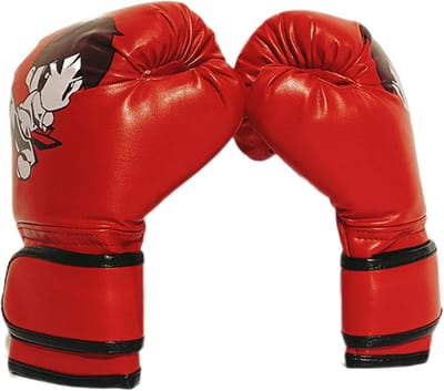 Kinder Bokshandschoenen - Vechtsport Handschoenen - Training en Sparren - Duurzaam PU Leer - 17x25 cm - Rood/Blauw