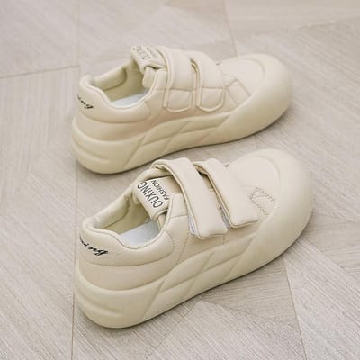 Brood Schoenen Dames Klittenband Kleine Witte Schoenen Dames Lente Nieuwe Sport Ins Platform Student Casual Board Schoenen 40 white