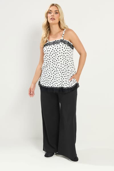 Yours Zwarte Joggingbroek Met Trekkoord En Wijde Pijpen Size Short > 42
