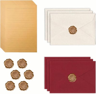 22-delige Briefpapier Set met Linnen Enveloppen en Waszegels