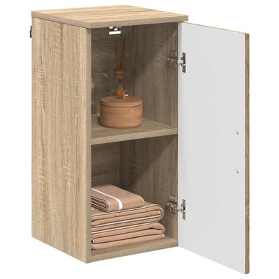 vidaXL - Badkamerkast - Sonoma - Eik - 30 - x - 31,5 - x - 61 - cm - Bewerkt - hout, - Metaal