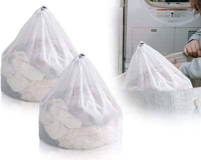 2-delige wasnetten 50 x 60 cm voor de wasmachine, herbruikbaar en dichtmazig met trekkoord voor optimale bescherming van delicate kleding