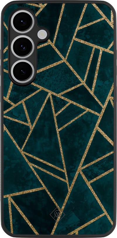 Casimoda® hoesje - Geschikt voor Samsung Galaxy S24 FE - Blue Shapes - Zwart TPU Backcover - Geometrisch patroon - Blauw
