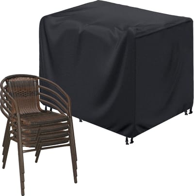 Springos Tuinstoelhoes | Beschermhoes Tuinstoelen | Hoes Tuinstoel | Waterbestendig | 75 - 125 x 70 x 70 cm | Zwart