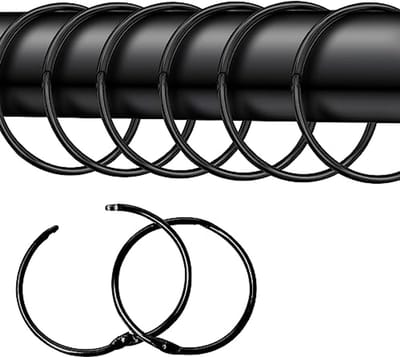 Gordijnringen om te openen - 20 Stuks - 50 mm Metalen Ringen - Ronde Klemmen voor Gordijnen en Douchegordijnen - Zwart