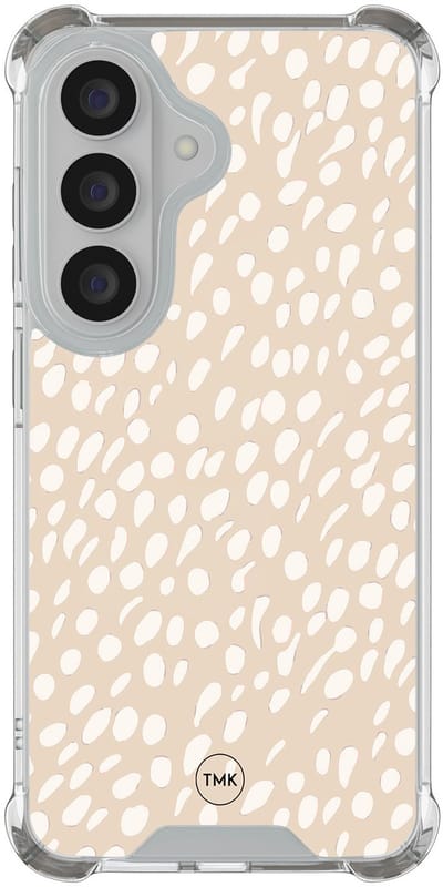 Shockproof hoesje geschikt voor Samsung Galaxy S26 - Sand dots - Schokbestendig - Verhoogde randen - TPU case - Extra Sterke Back Cover - Gestipt - Transparant, Beige