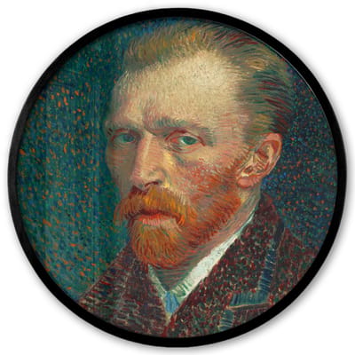 Poster in lijst Rond - Fotolijst 40x40 cm - Posters - Zelfportret - Vincent van Gogh - Ronde posterlijst zwart - Decoratie - Wanddecoratie woonkamer - Muurdecoratie slaapkamer