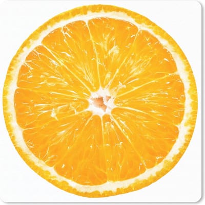 Muismat 20x20 cm - Mousepad Sinaasappel - Fruit - Wit - Muismatten