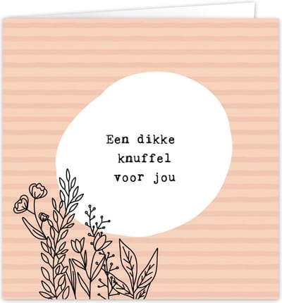 Kaart knuffel - Wenskaart dubbel 'Dikke knuffel' inclusief envelop - Hart onder de riem - vriendschap - denk aan je