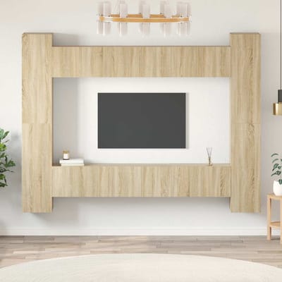vidaXL - 10-delige - Tv-meubelset - bewerkt - hout - sonoma - eikenkleurig