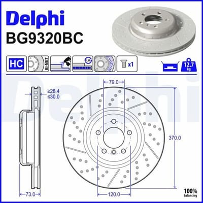 Remschijf DELPHI BG9320BC, 1 stuk