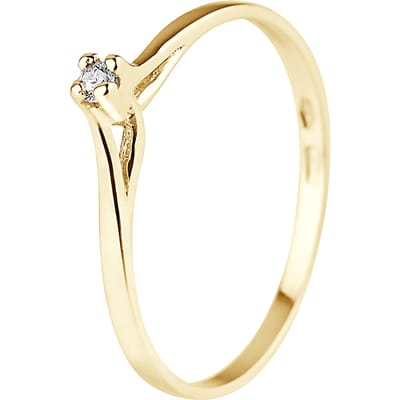 Solitaire Diamond 0,03 Cts Yellow Gold Jewelry