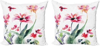 ABAKUHAUS Bloemen Kussenhoezen Set – 2x50x50 cm – Dubbelzijdig bedrukt – Veelkleurig