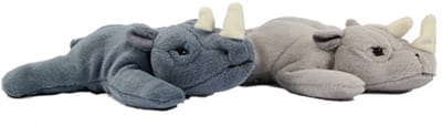 PIA Soft Toys - Set van 2 Pluche Neushoorn Knuffels - met bonen - liggend - 2 kleuren - 23 cm