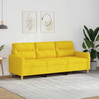 vidaXL - Driezitsbank - 180 - cm - stof - lichtgeel