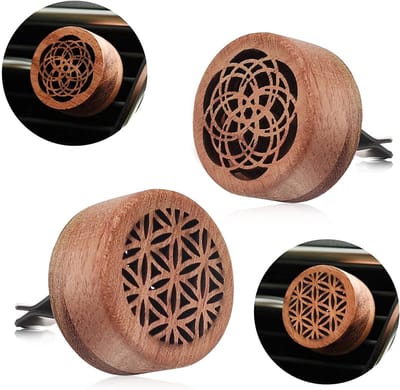 2pcs Essentiële Olie Diffusers - Draagbare Locket Auto Aroma Diffusers met Lava Steen Luchtverfrisser - 2 Charmante Patronen