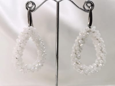 Oorhangers - druppel - facet geslepen glaskralen - zilverkleurig - RVS haak – 6 x 3.2 cm - kristal shiny