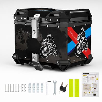 Motorcycle Tail Box - 65L Aluminiumlegering Motor Koffer - Grote Capaciteit Achteropbergkoffer - Voor Touring en Woon-Werkverkeer