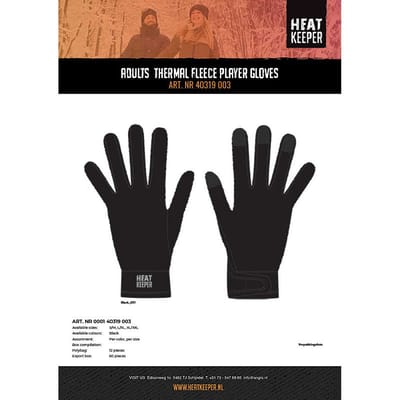 Thermo handschoenen fleece - 2-Pack - Klittenband - unisex - Zwart / S/M