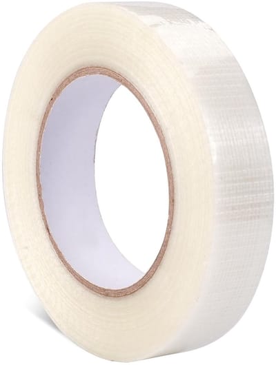 Extra sterke transparante verpakkingstape 50m×25mm, glasvezel versterkt, ideaal voor reparaties, afdichten van leidingen en zware toepassingen