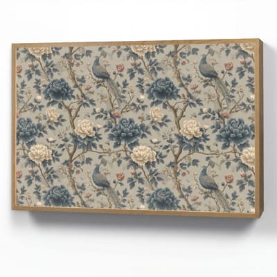 Wandlamp 100x70 cm - Oplaadbaar - Pauw - Bloemen - Blauw - Wandlampen binnen woonkamer - Slaapkamer lamp - Decoratieve nachtlamp - Vloerlamp draadloos