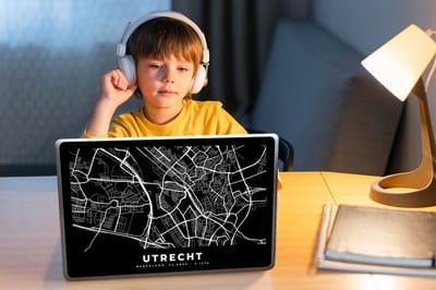 Laptop sticker - 12.3 inch - Utrecht - Kaart - Zwart - 30x22cm - Laptopstickers - Laptop skin - Cover