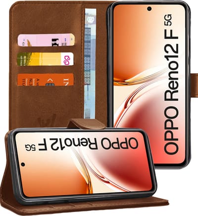 Hoesje geschikt voor Oppo Reno 12F / 12FS - Portemonnee Book Case Bruin
