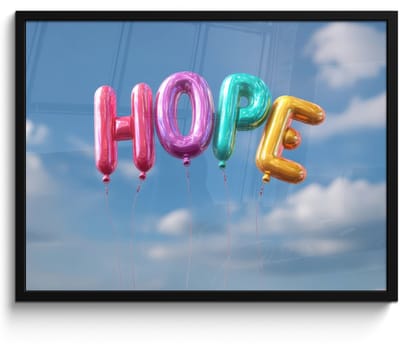 Poster in lijst - Fotolijst 70x50 cm - Posters - Ballonen - Lucht - Hope - Posterlijst zwart - Decoratie - Wanddecoratie woonkamer - Muurdecoratie slaapkamer