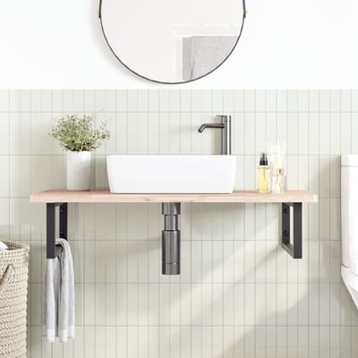 vidaXL - Badkamer - wandschap - staal - en - massief - beukenhout