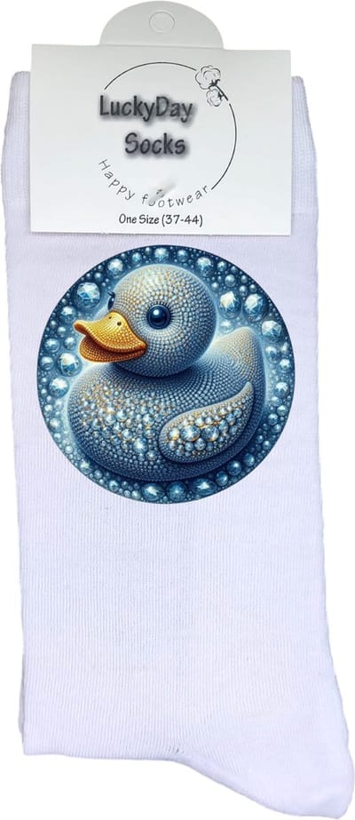 Eend - Opkikker - Grappige sokken - Valentijns cadeau - Verjaardag cadeau - Grappig - Bling - Leuke sokken - Glitters - Vrolijke sokken - Kleurrijk - Kerst Sokken - Vaderdag - Moederdag - Kerstcadeau - Socks die Happy maken - 37-44