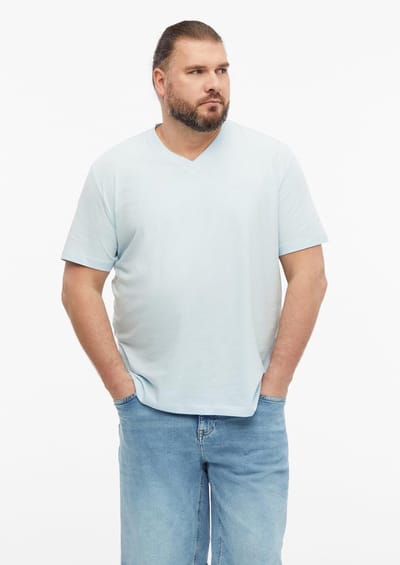 Zachte V-hals T-shirt van katoenjersey met logodetail s.Oliver